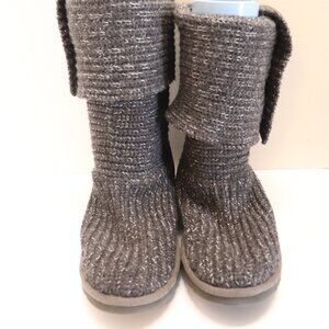 Ugg Black Classic Knit Button Winter Boots Size 7 S/N 1876 Size 7 Made in China